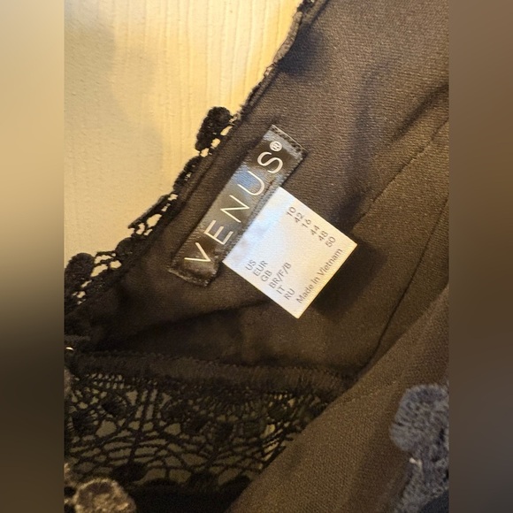 Venus black lace lined babydoll v-neck size 10 zip back top or mini dress - Picture 4 of 12